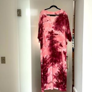 Enza Costa Vicose Kaftan. Cranberry/Pink. Mid length sleeves. Maxi. Size M/L.